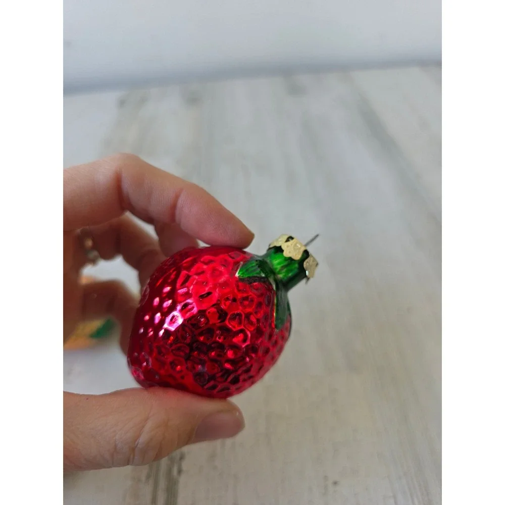 Vintage mercury glass strawberry lemon pepper grape ornament set‎ tree glitter